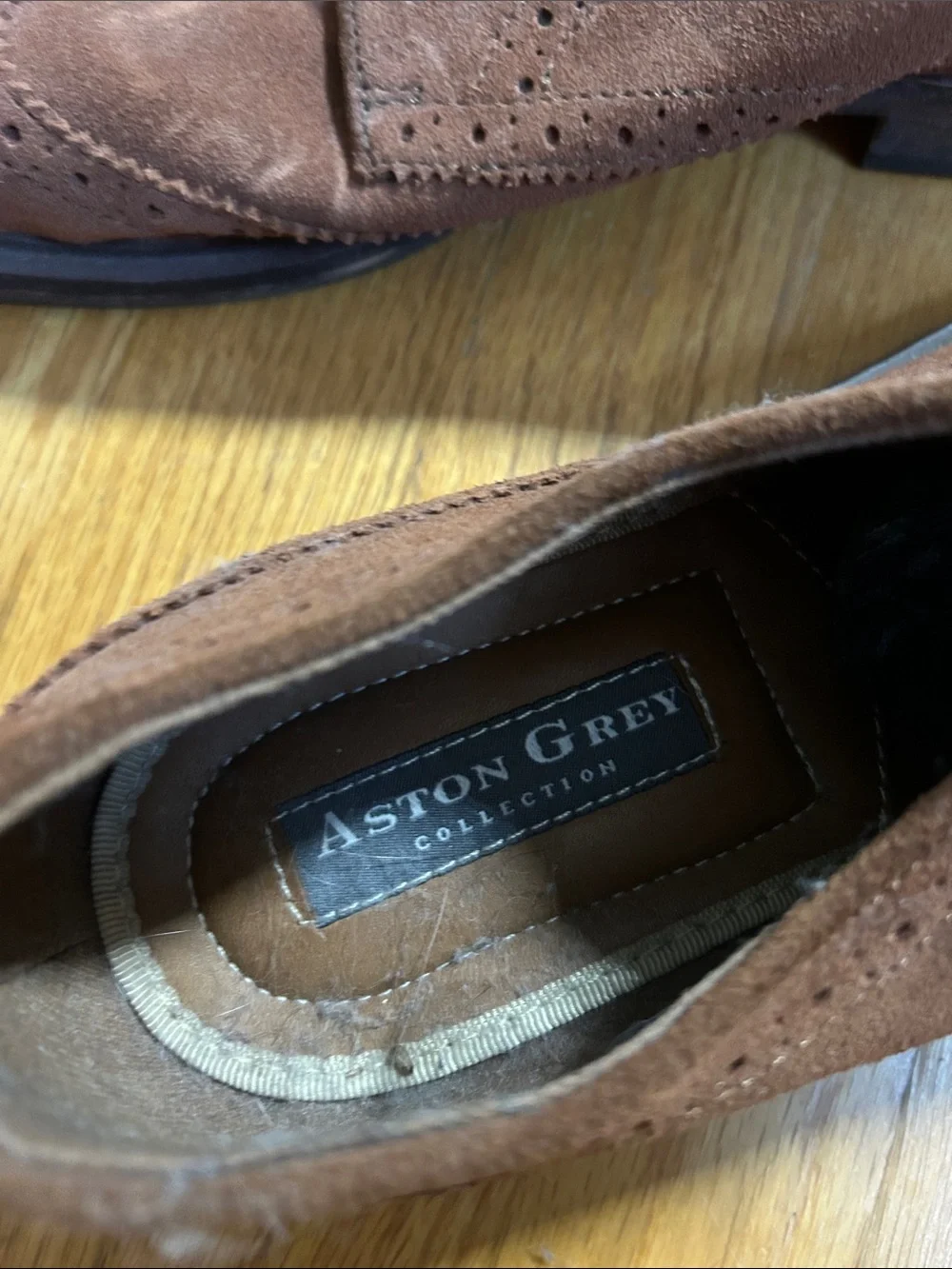 Aston Grey Men's Brown Suede Wingtip Derby Shoes